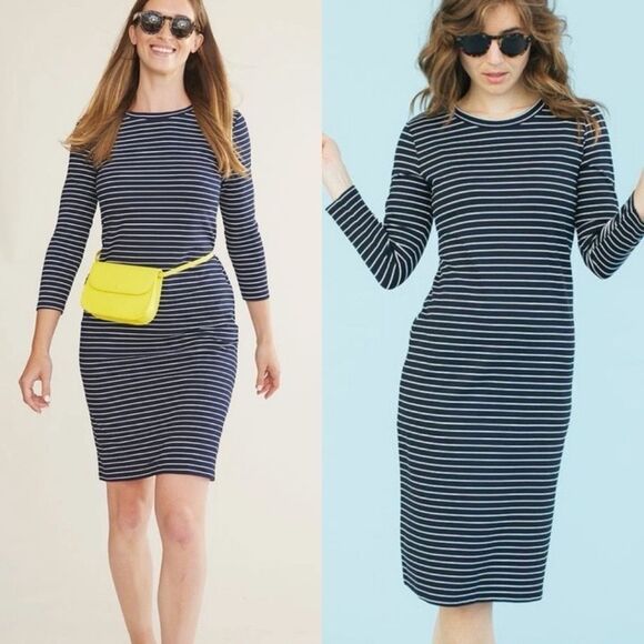 Sonnet James Reese Midi Play Dress Navy White Stripe Women’s Size XS Extra Small - Picture 1 of 13